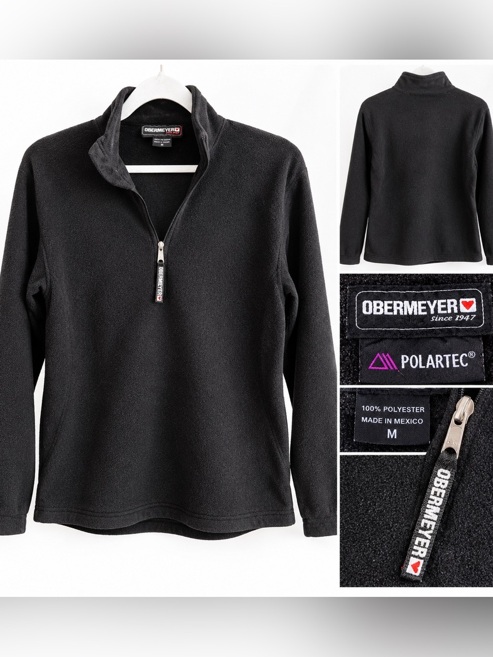 Obermeyer Polartec Black Fleece 1/4 Zip Pullover Size M